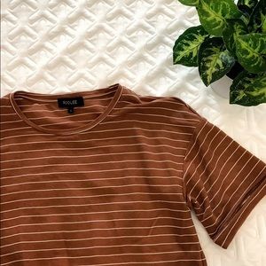 Roolee Camel + White Striped T-shirt